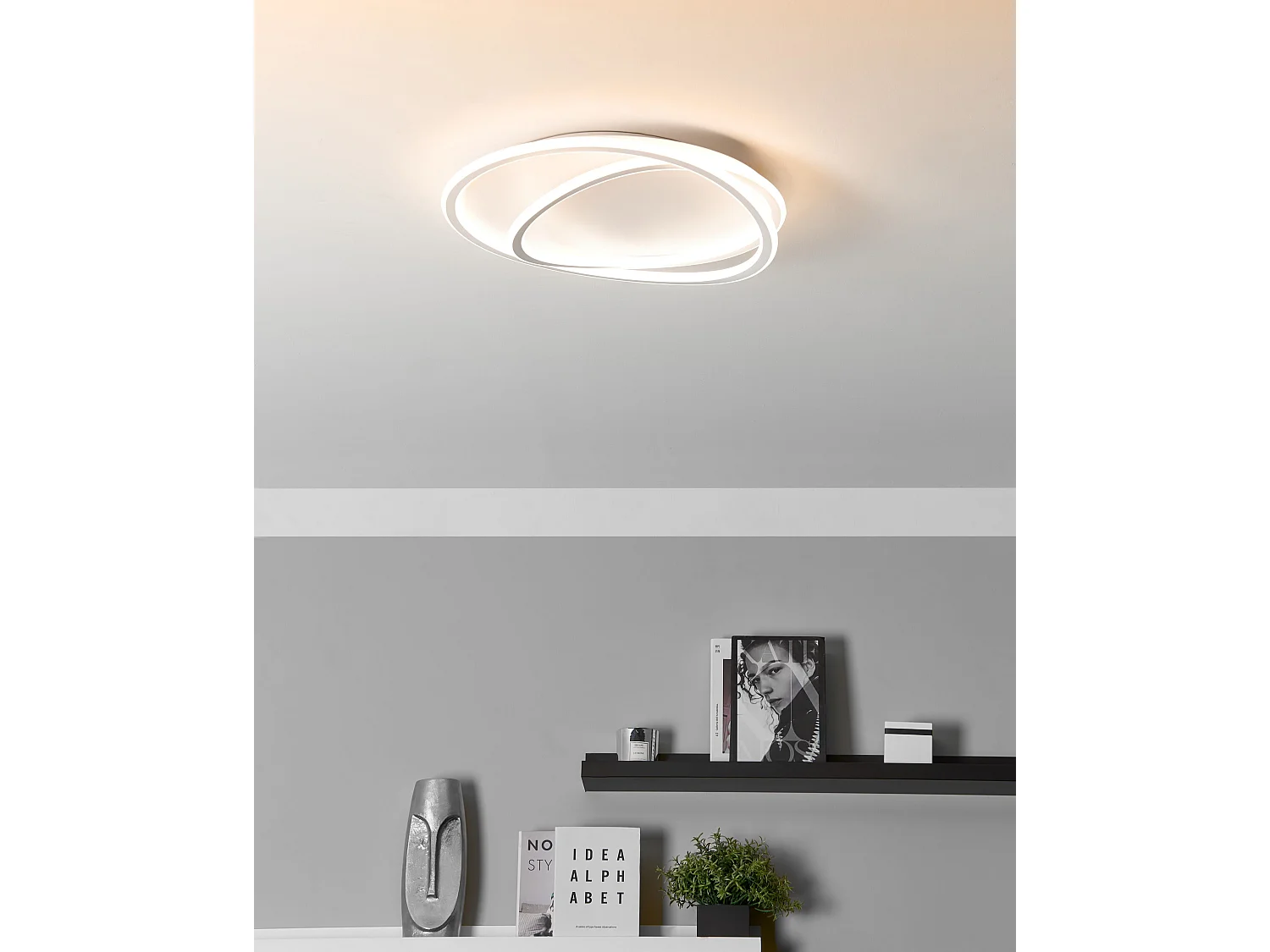 LED Ceiling Lamp LEYLAN with Remote with Dimmer White