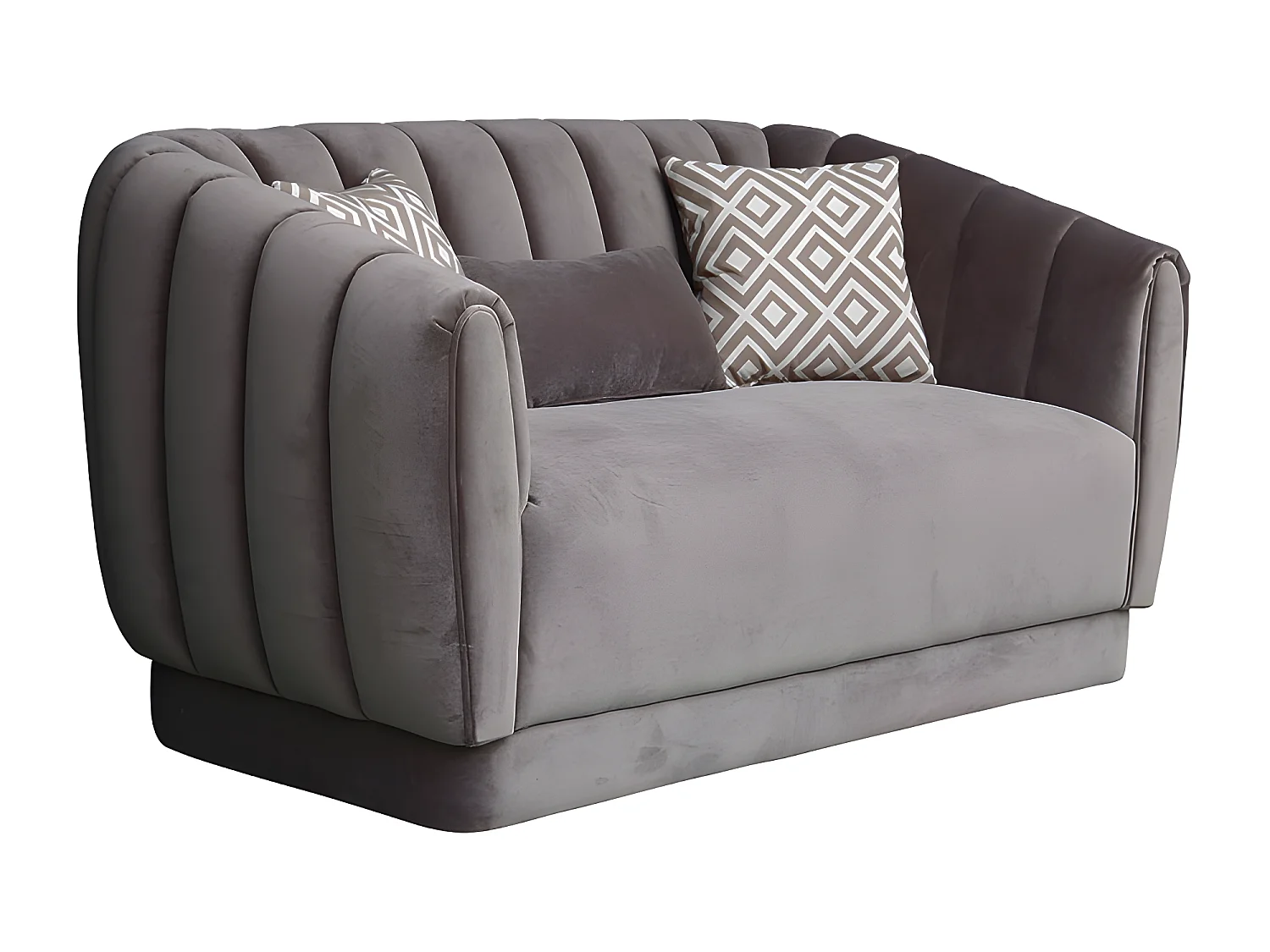 Canapé 2 places en velours FILONA - Gris