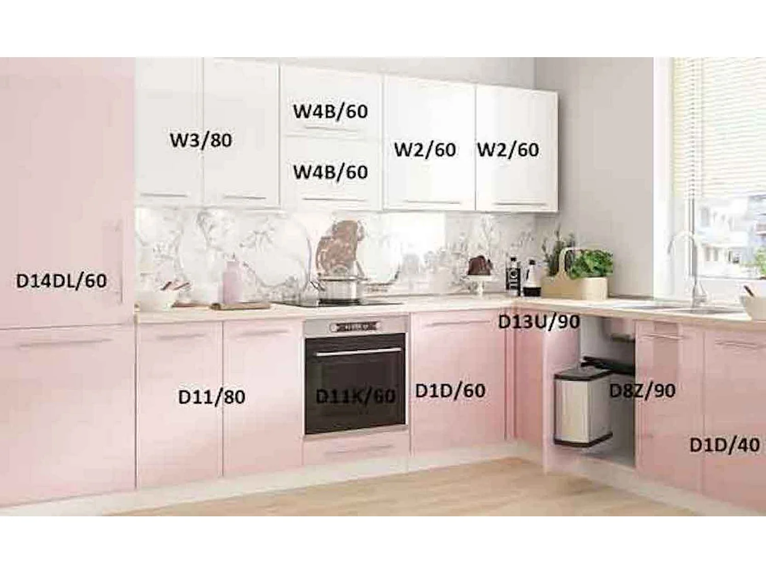 WINKELKÜCHE Brerra Artisan Eiche / signalviolett - perlweiß semi matt 12-teilig