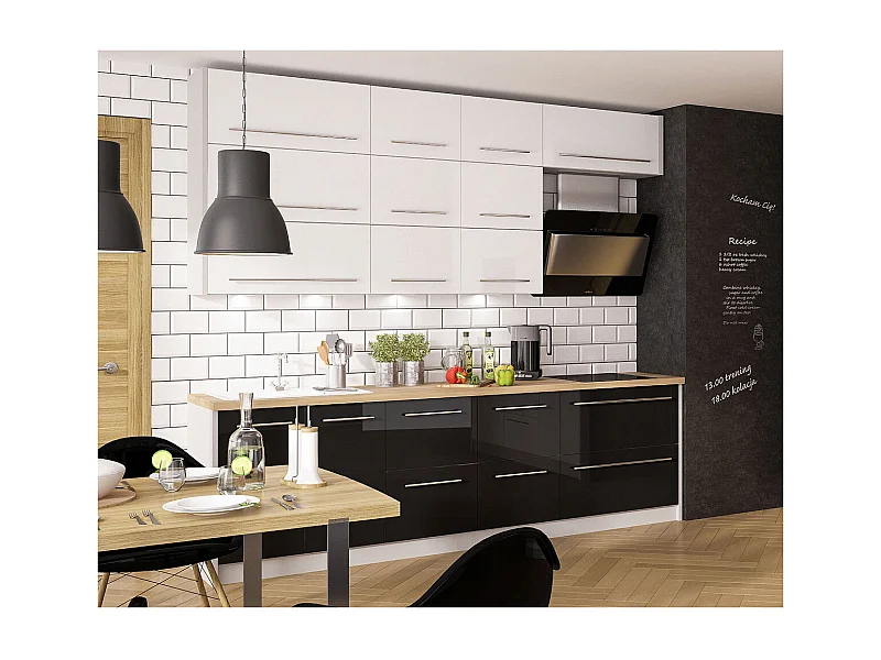 KÜCHENLEERBLOCK Platinium weiß matt / schwarz - weiß Hochglanz 14-teilig