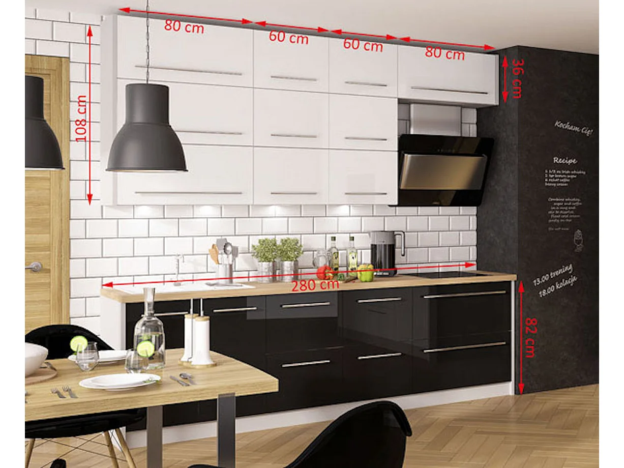 KÜCHENLEERBLOCK Platinium weiß matt / schwarz - weiß Hochglanz 14-teilig