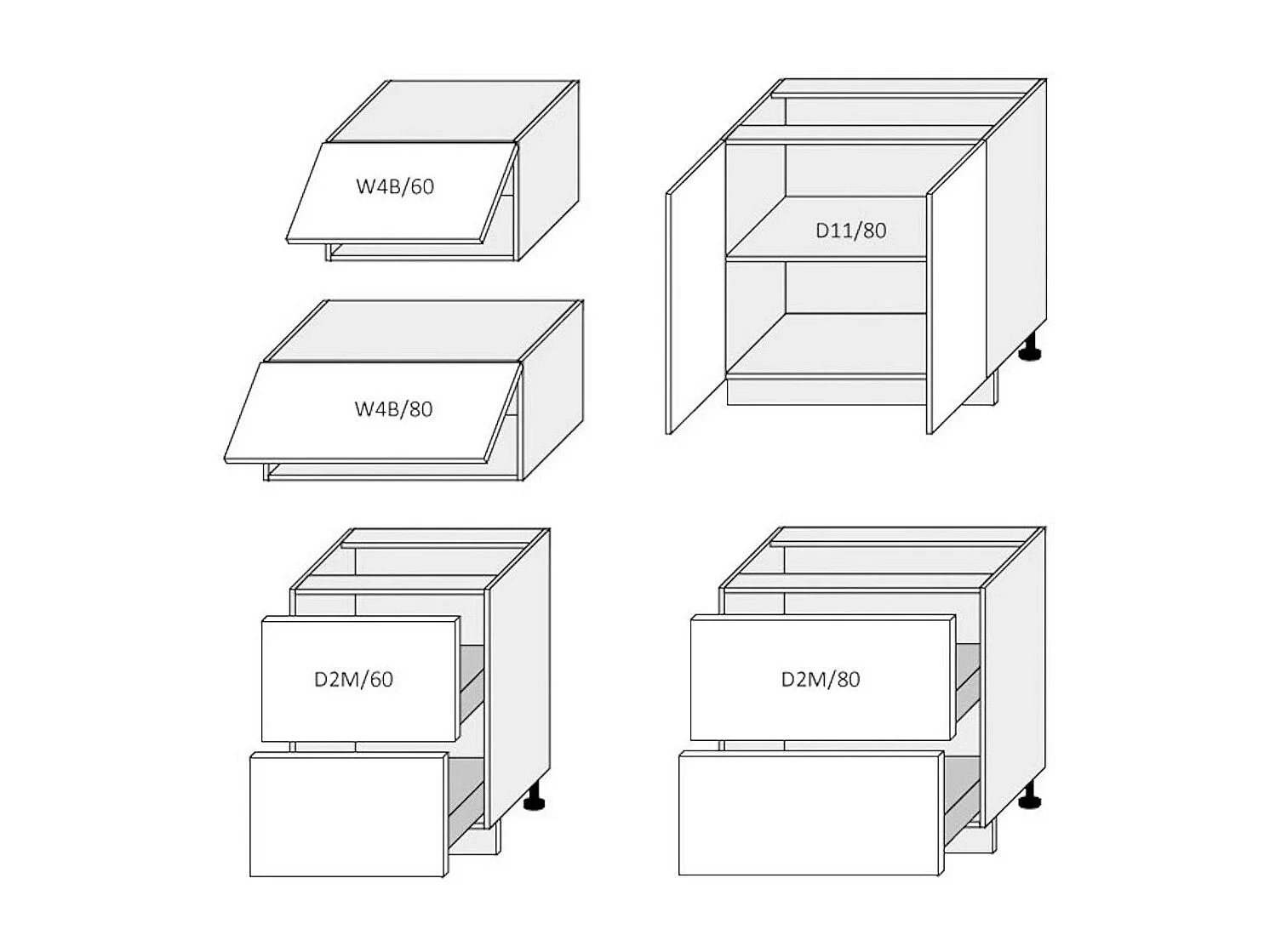 KÜCHENLEERBLOCK Platinium weiß matt / schwarz - weiß Hochglanz 14-teilig