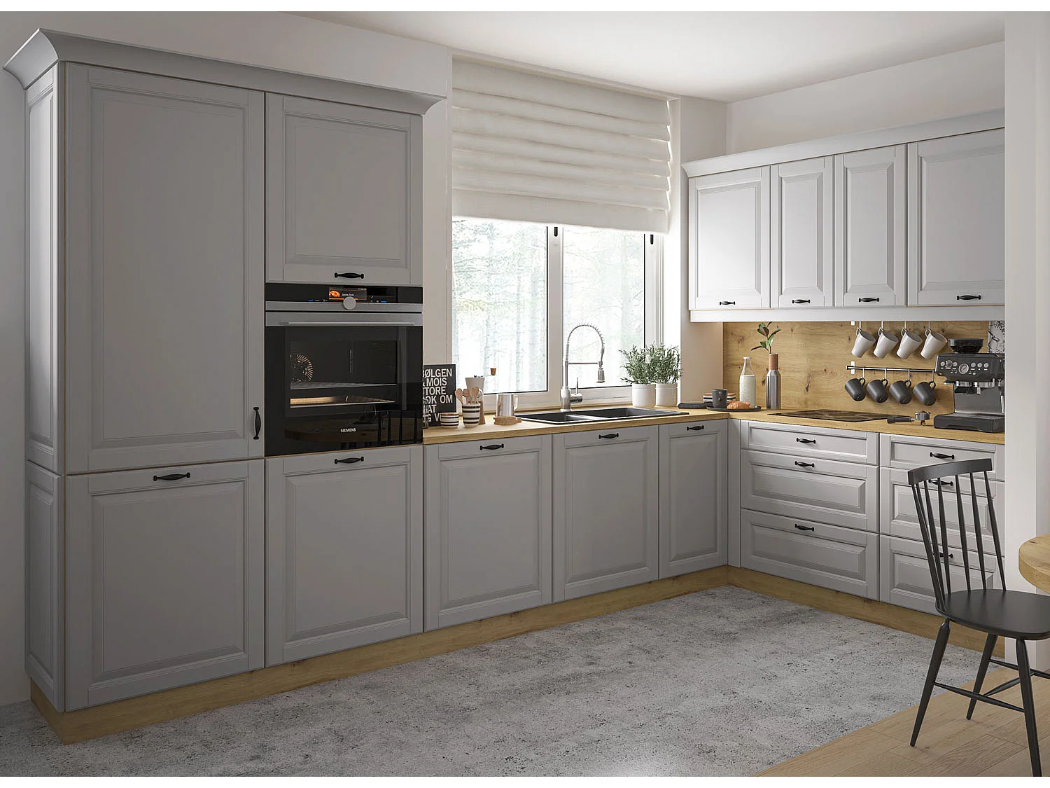 WINKELKÜCHE Prato eiche artisan / mittelgrau matt 12-teilig