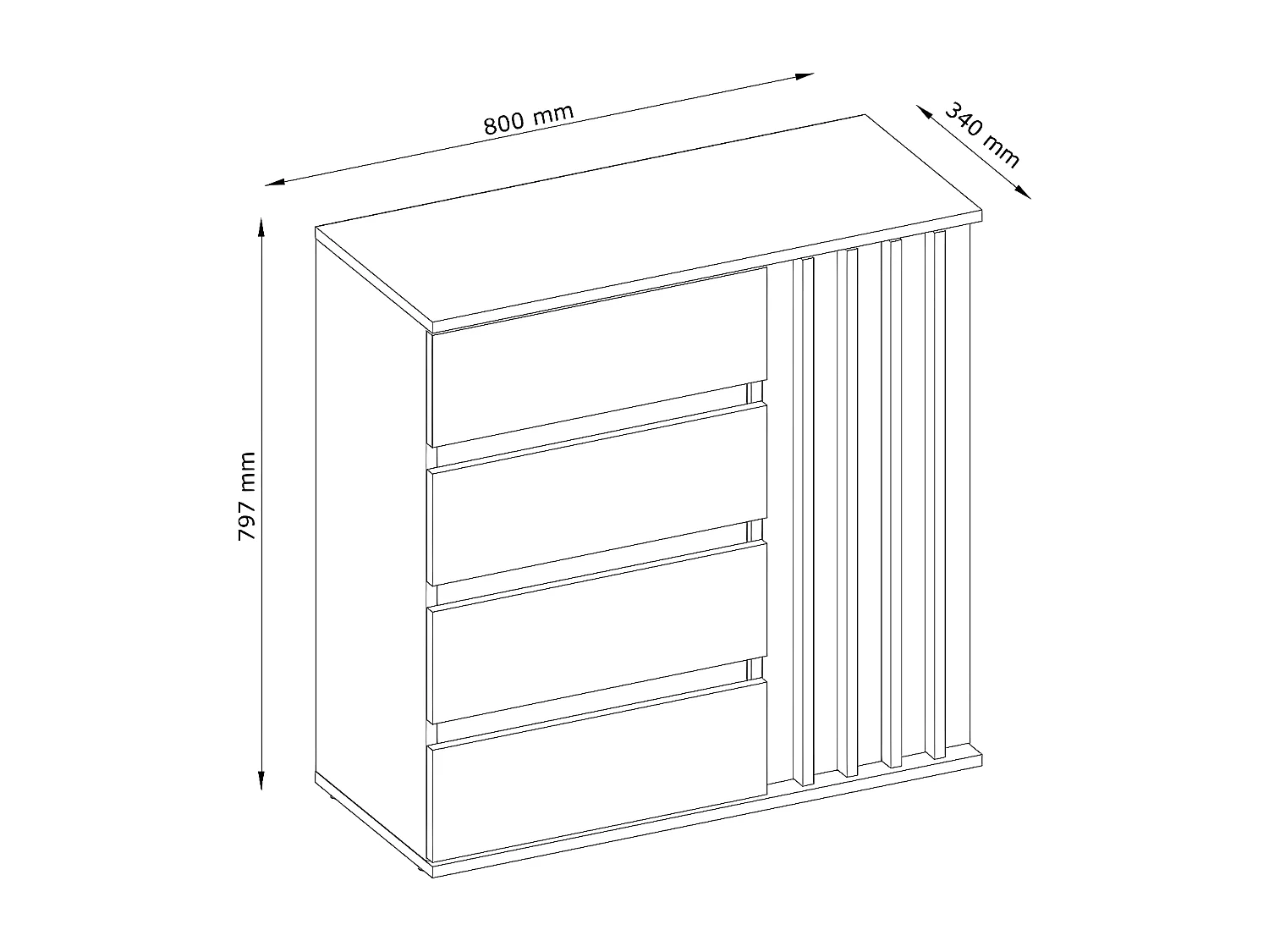 GARDEROBEN-SET Doris artisan eiche graphitgrau 200 cm / 34 cm / 202 cm