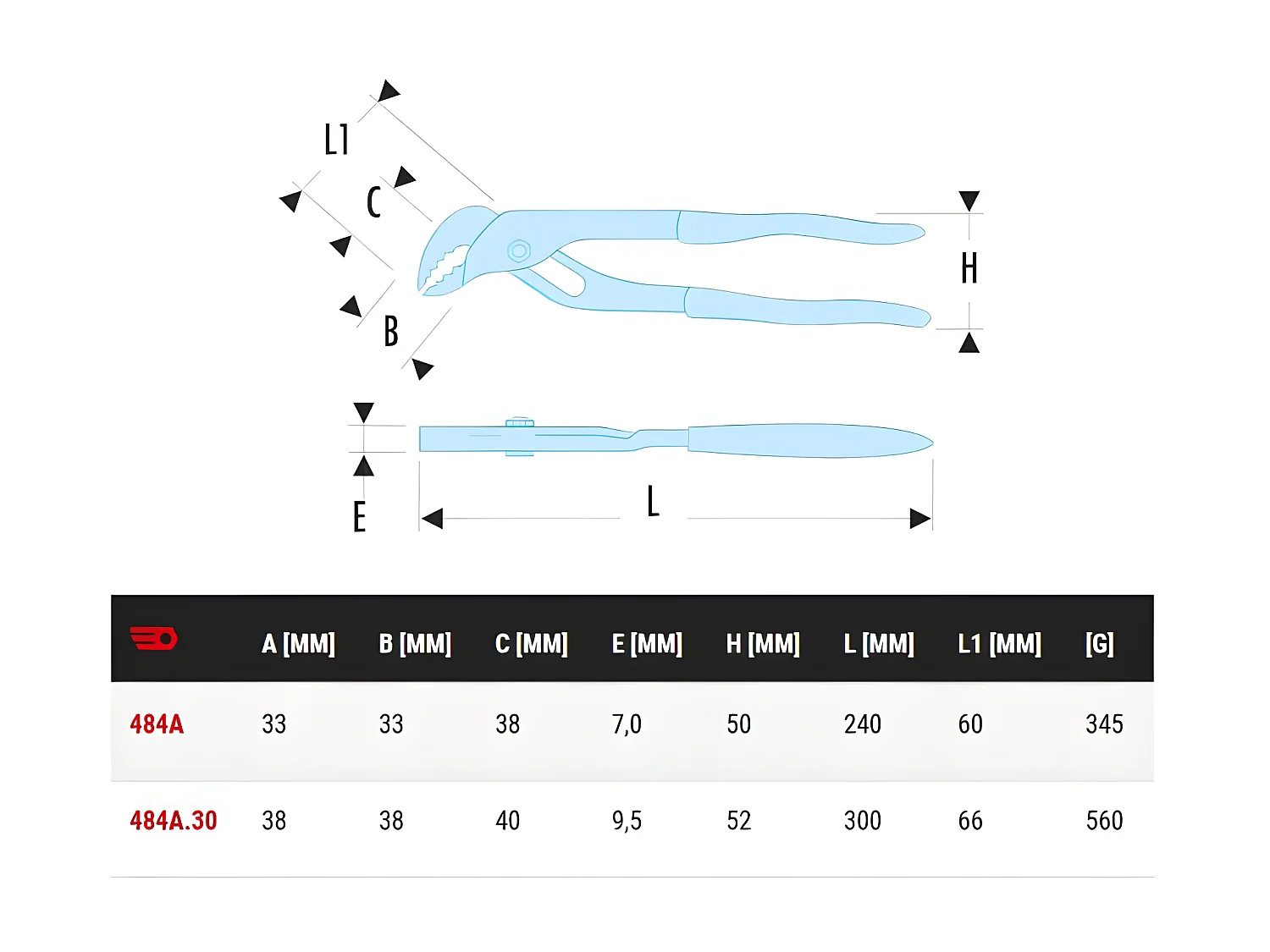Pince multiprise à branches entrepassées 24cm FACOM 484A