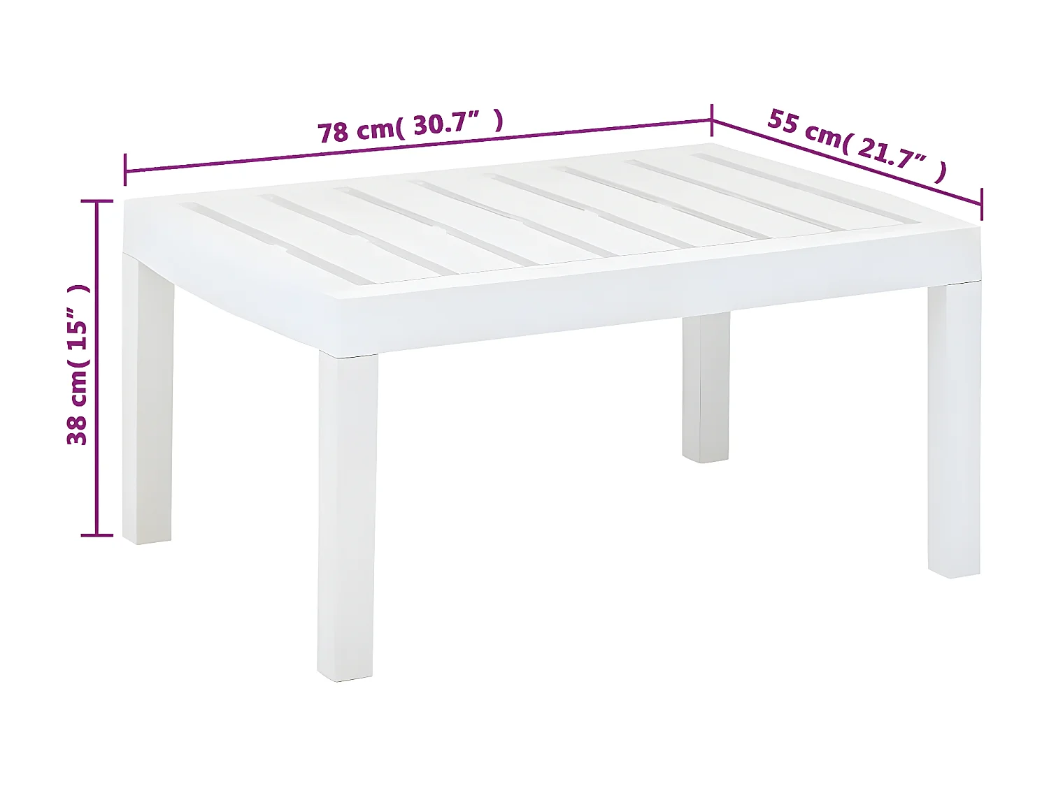 Claire-Odélie  Tuintafel 78x55x38 cm kunststof wit