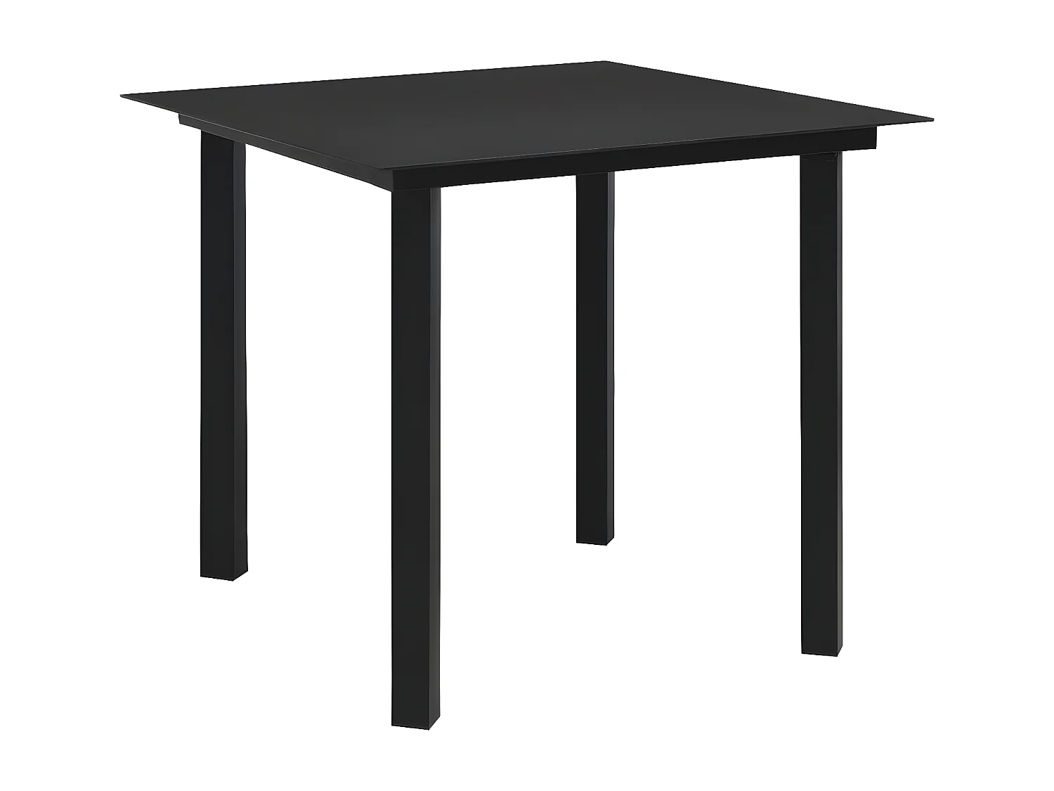 Torolfr  Tavolo da Giardino Nero 80x80x74 cm in Acciaio e Vetro