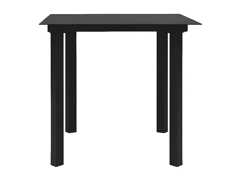 Torolfr  Table à dîner de jardin Noir 80x80x74 cm Acier et verre