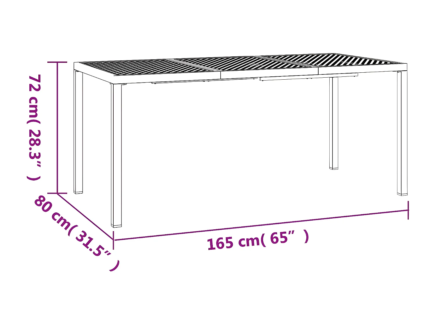 Chubbuck  Table de jardin anthracite 165x80x72 cm acier