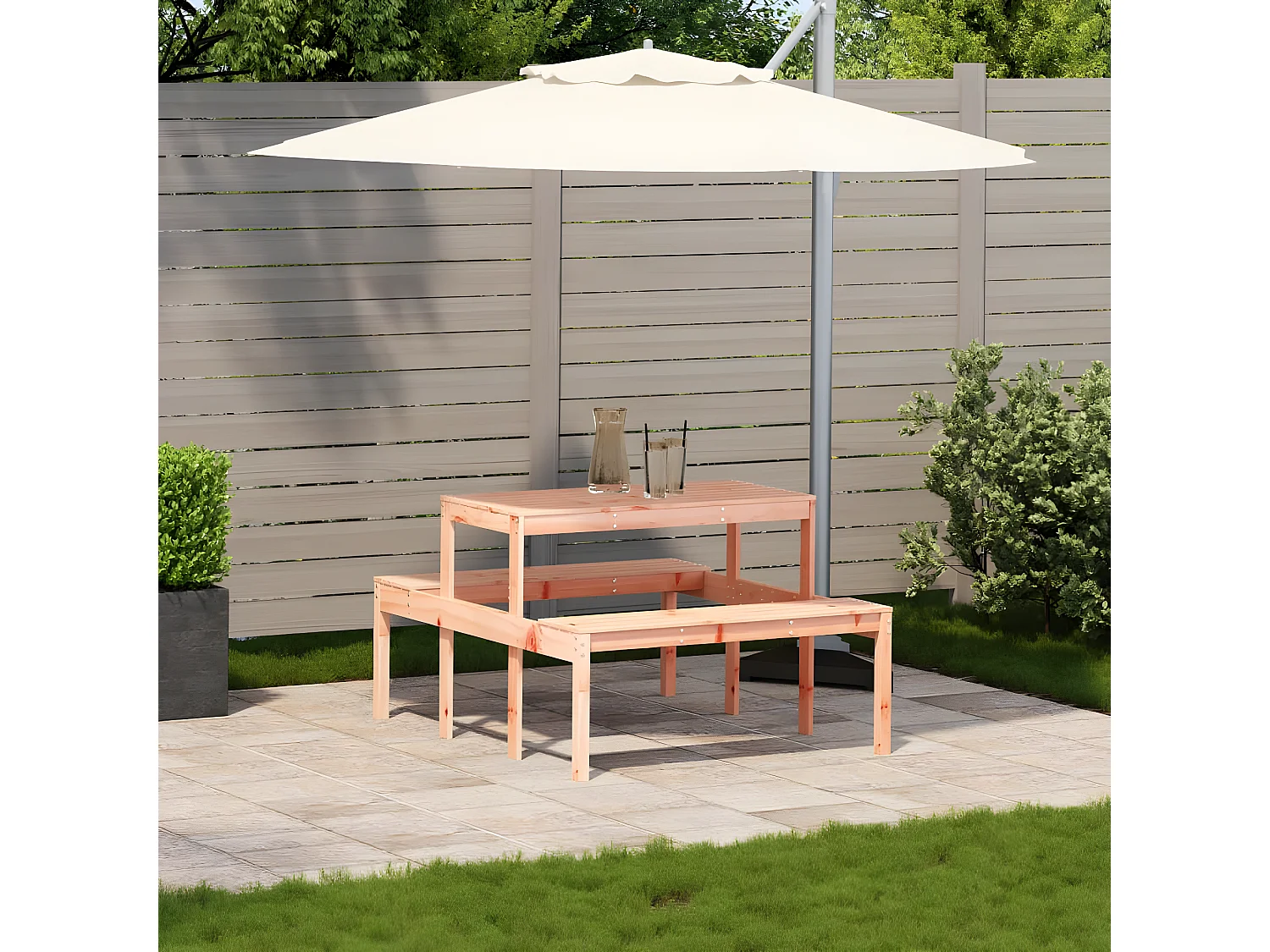 Horrin  Picknicktafel 110x134x75 cm massief douglashout