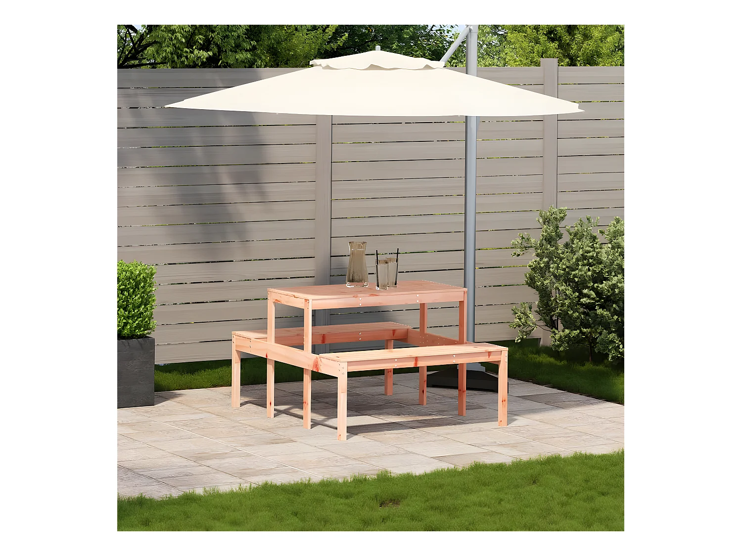 Horrin  Picknicktisch 110x134x75 cm Massivholz Douglasie