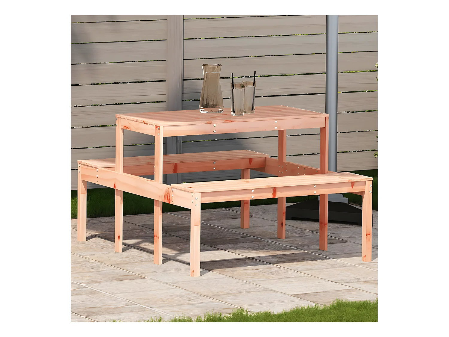 Horrin  Picknicktisch 110x134x75 cm Massivholz Douglasie