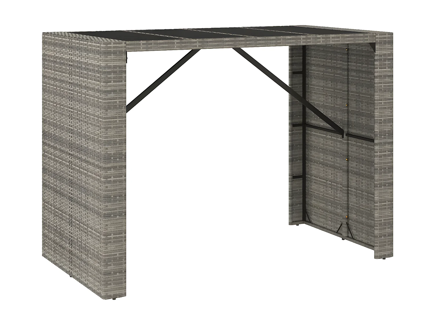 Lou  Bartisch mit Glasplatte Grau 145x80x110 cm Poly Rattan