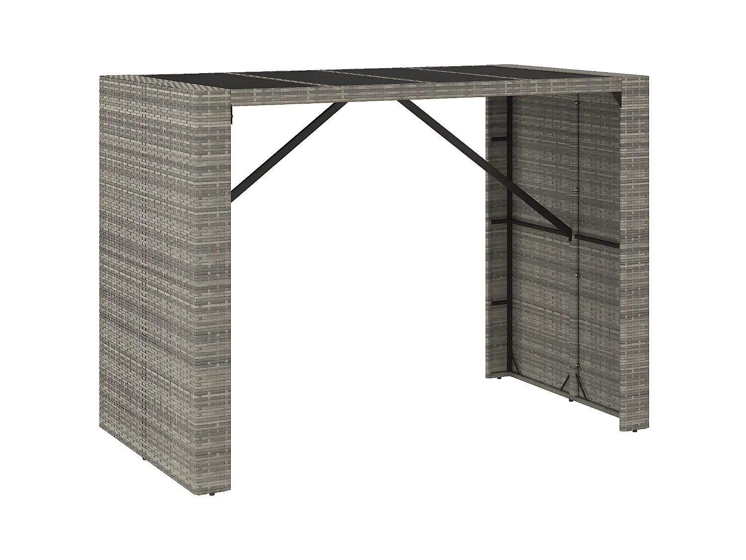 Lou  Bartafel met glazen blad 145x80x110 cm poly rattan grijs