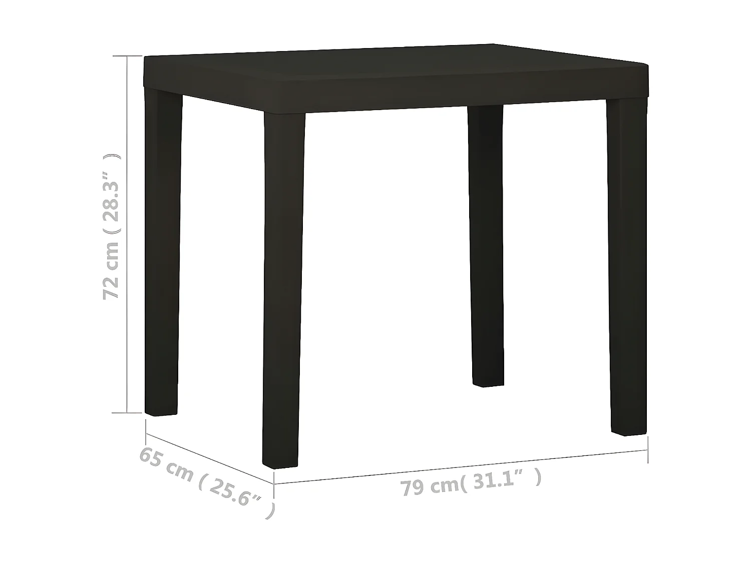 Garden Furniture -  Gartentisch Anthrazit 79x65x72 cm Kunststoff