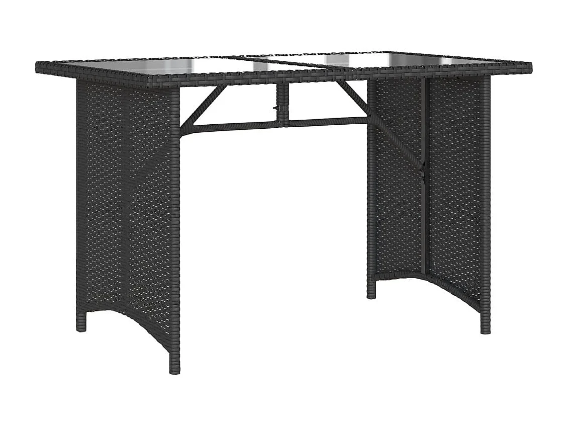 Sylvi  Tuintafel met glazen blad 110x68x70 cm poly rattan zwart