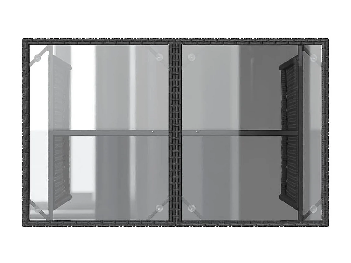 Sylvi  Tuintafel met glazen blad 110x68x70 cm poly rattan zwart