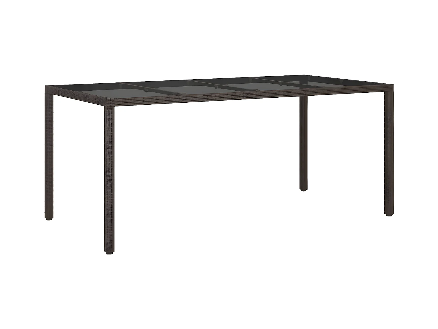 Orson  Table de jardin Marron 190x90x75 cm Verre trempé/résine tressée