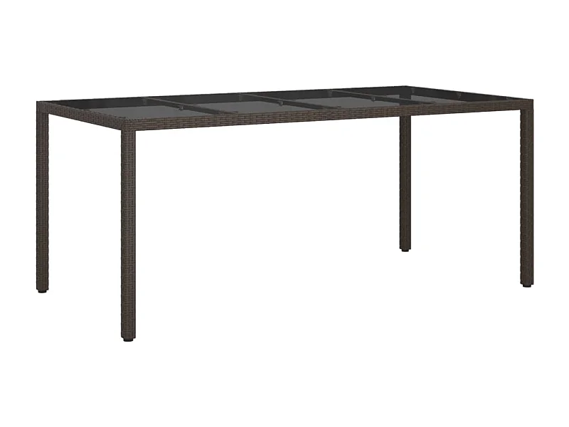 Orson  Table de jardin Marron 190x90x75 cm Verre trempé/résine tressée