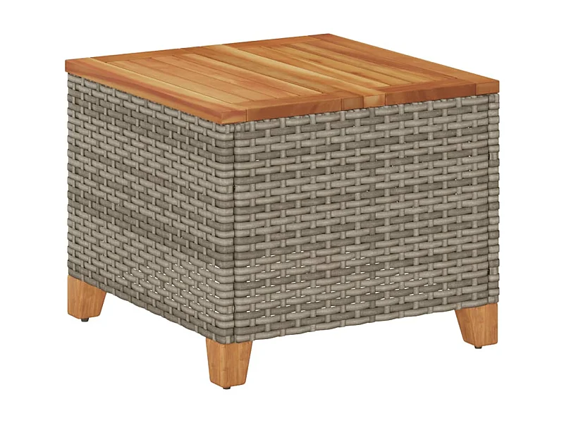 Janira  Gartentisch Grau 45x45x37 cm Poly Rattan Akazienholz