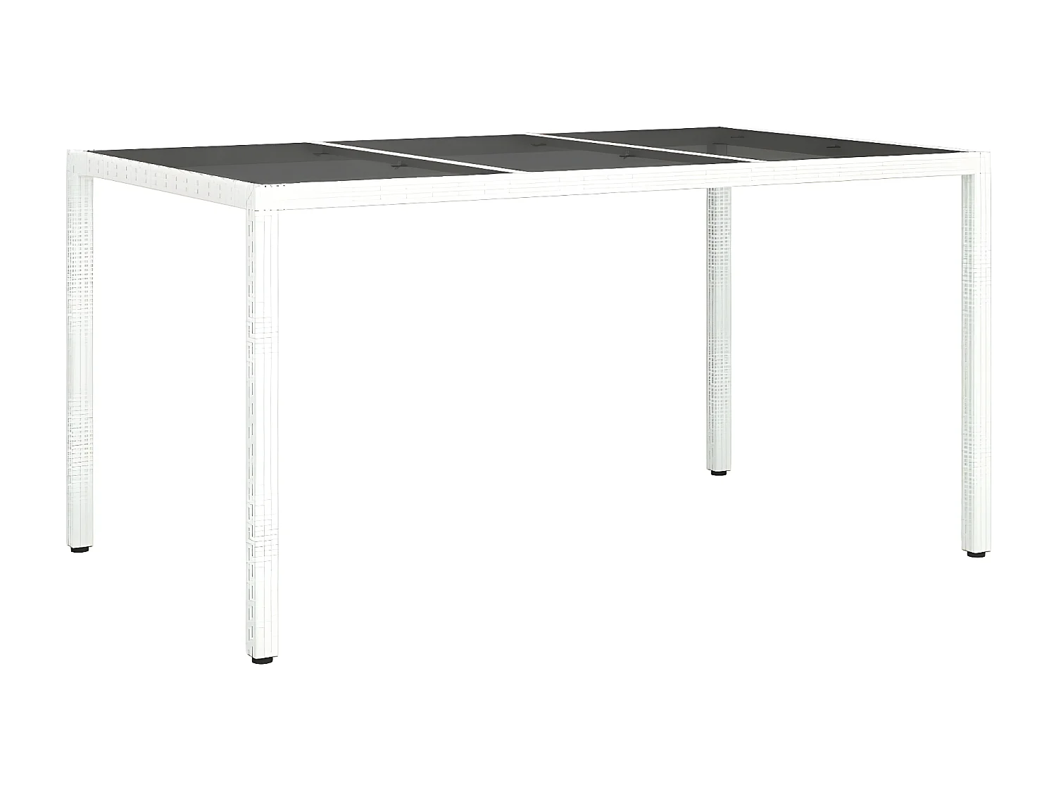 Harko  Tuintafel 150x90x75 cm gehard glas en poly rattan wit