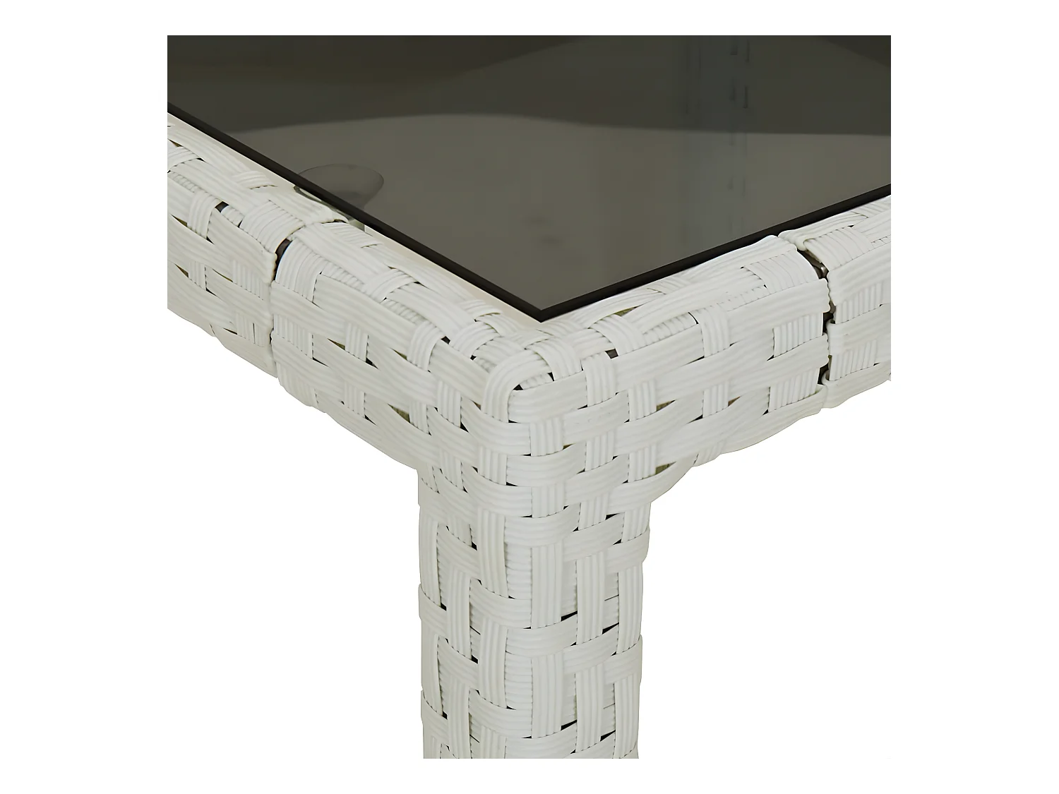Harko  Table de jardin 150x90x75 cm Verre trempé/résine tressée Blanc