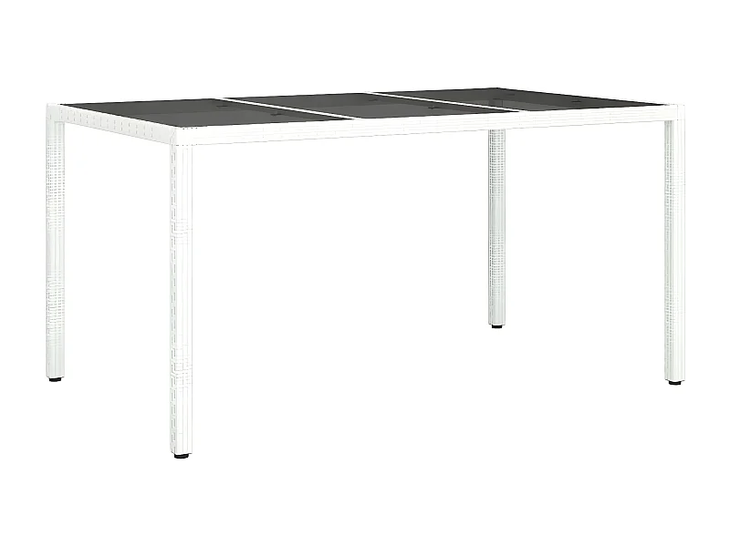 Harko  Table de jardin 150x90x75 cm Verre trempé/résine tressée Blanc