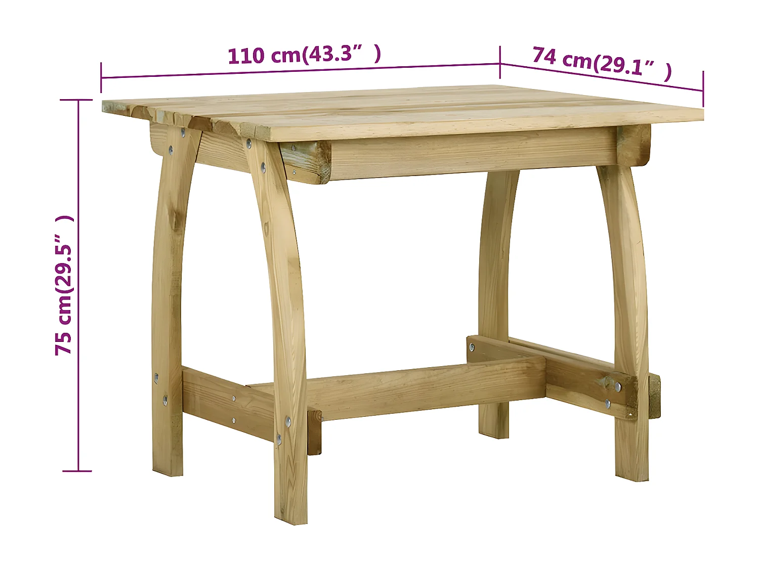 Thordir  Table de jardin 110x74x75 cm Bois de pin imprégné