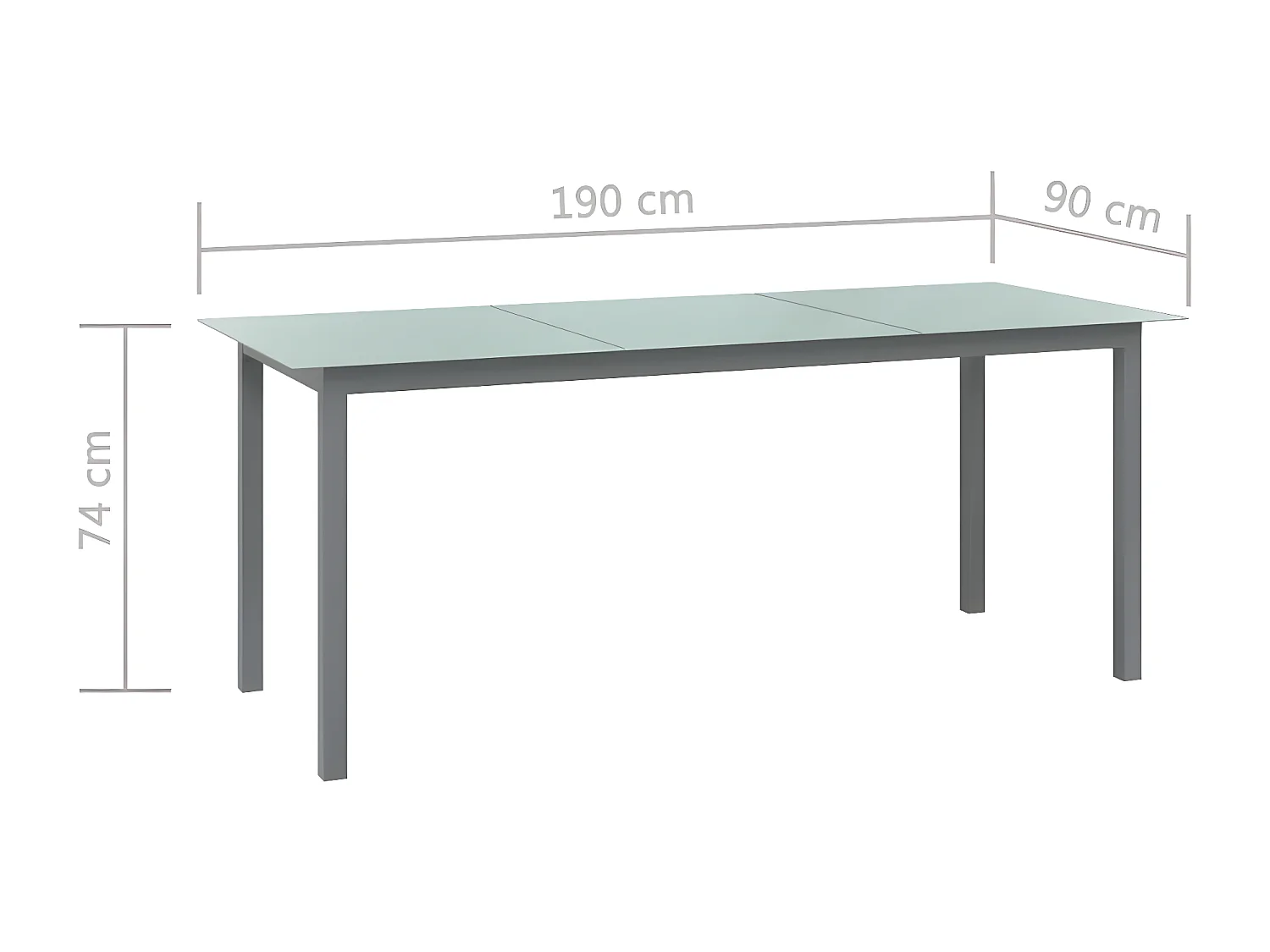 Batesville  Table de jardin Gris clair 190x90x74 cm Aluminium et verre