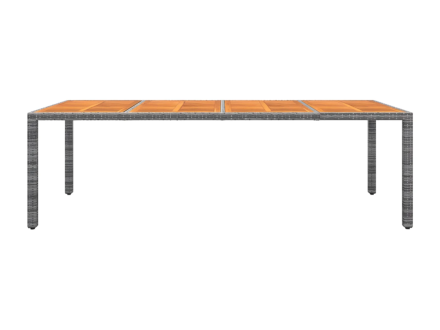 Mantua  Gartentisch Grau 250x100x75 cm Poly Rattan & Massivholz Akazie