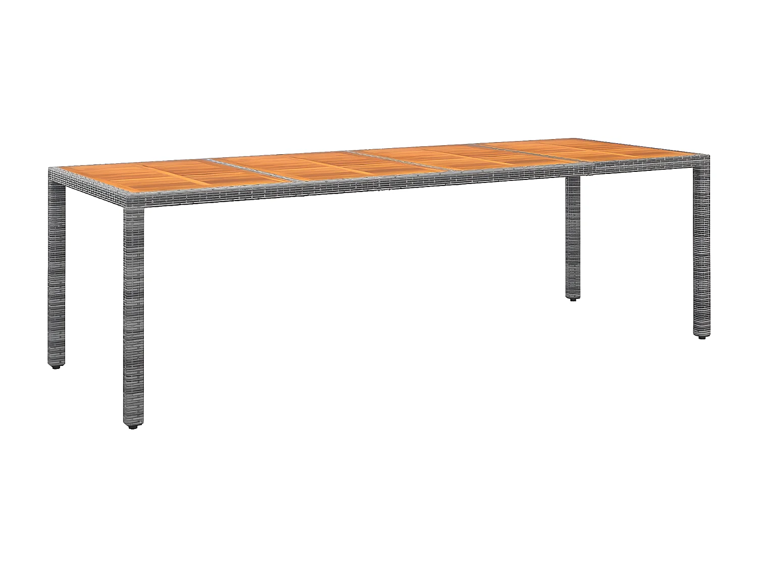 Mantua  Gartentisch Grau 250x100x75 cm Poly Rattan & Massivholz Akazie