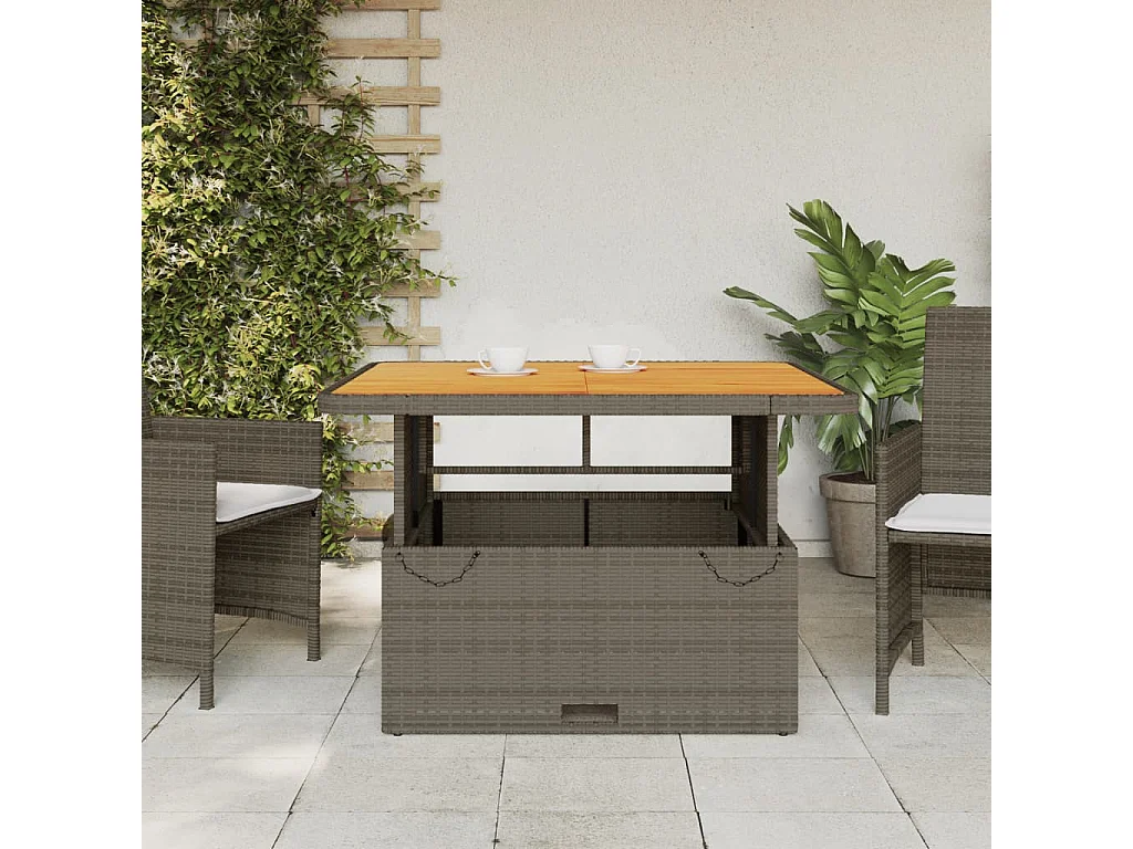Rucphen  Gartentisch Grau 110x110x71 cm Poly Rattan und Akazienholz