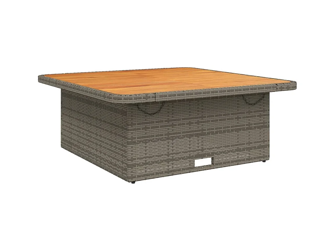 Rucphen  Tavolo Giardino Grigio 110x110x71cm Polyrattan Legno di Acacia
