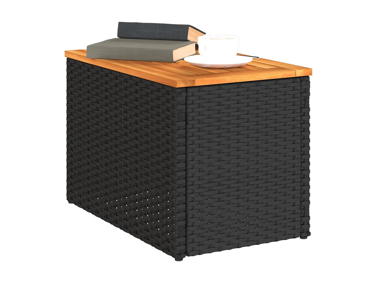 Prolenta Premium -  Tables d'appoint jardin 2pcs noir 55x34x37 cm rotin bois massif