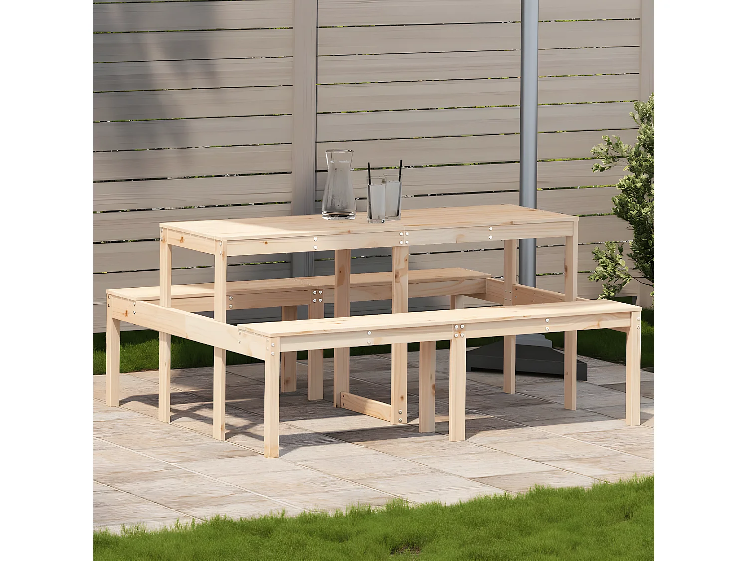 Horrin  Table de pique-nique 160x134x75 cm bois massif de pin