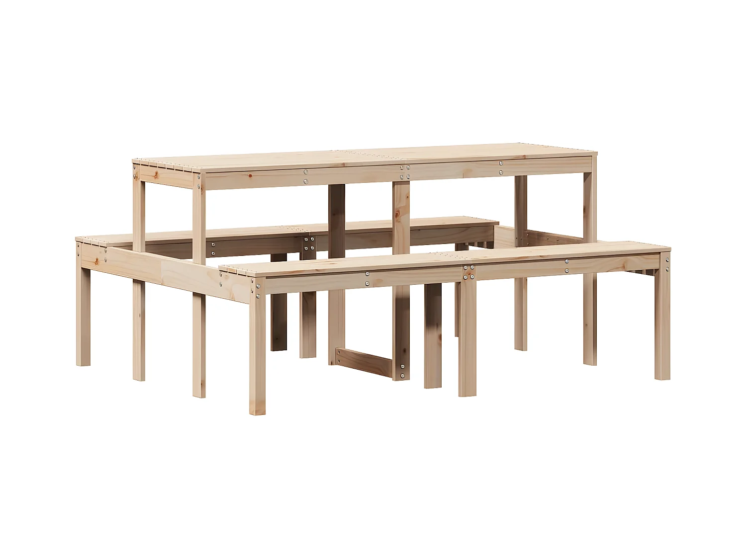 Horrin  Picknicktisch 160x134x75 cm Massivholz Kiefer