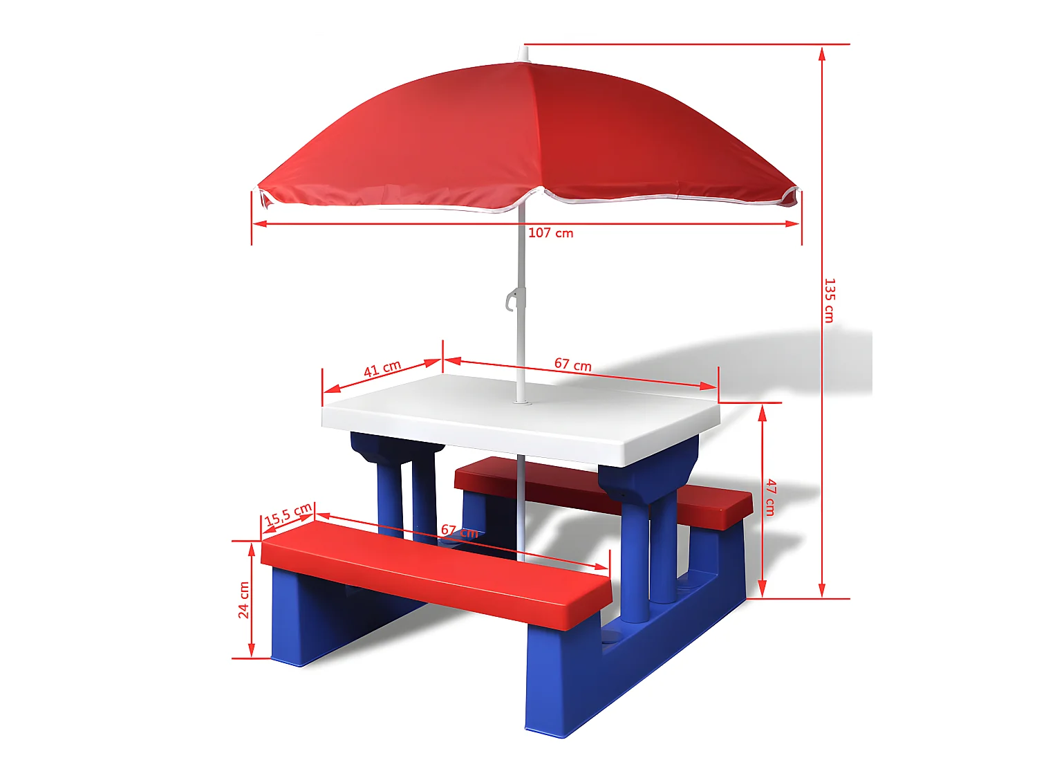 Garden Furniture -  Kinderpicknicktafel met banken en parasol meerkleurig
