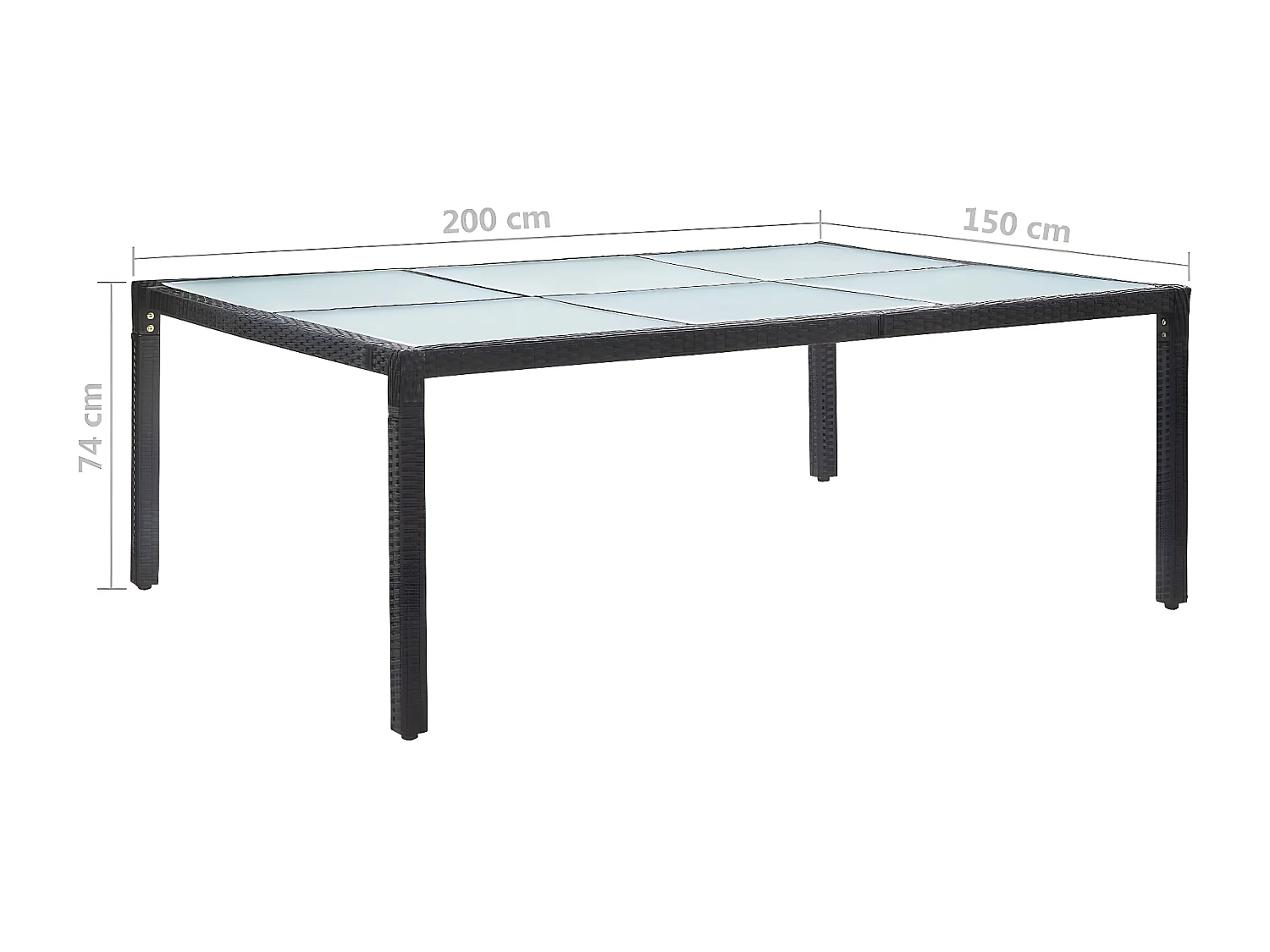 Ludovico  Tuintafel 200x150x74 cm poly rattan zwart