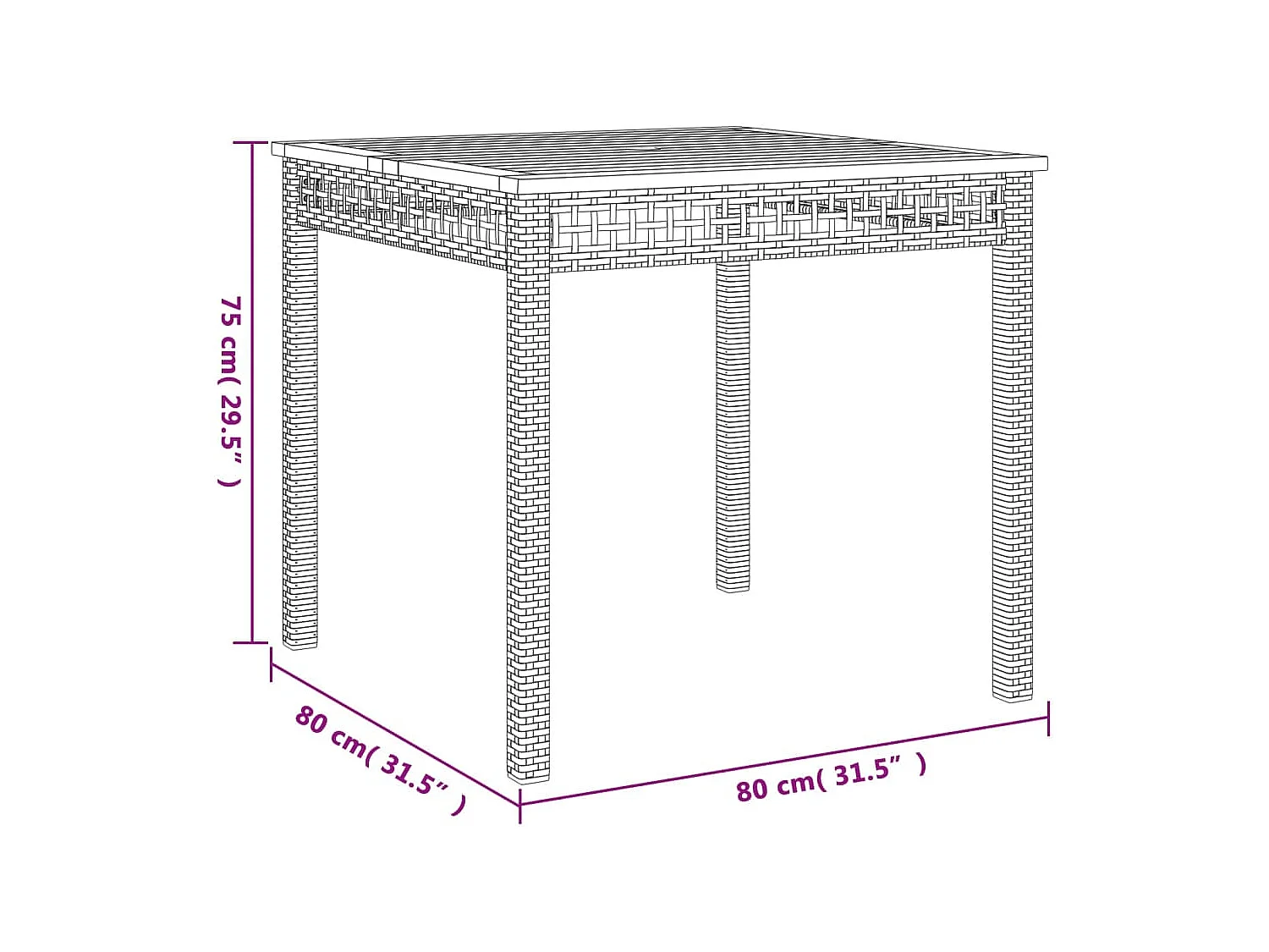 Centreville  Gartentisch Grau 80x80x75 cm Poly Rattan Akazienholz