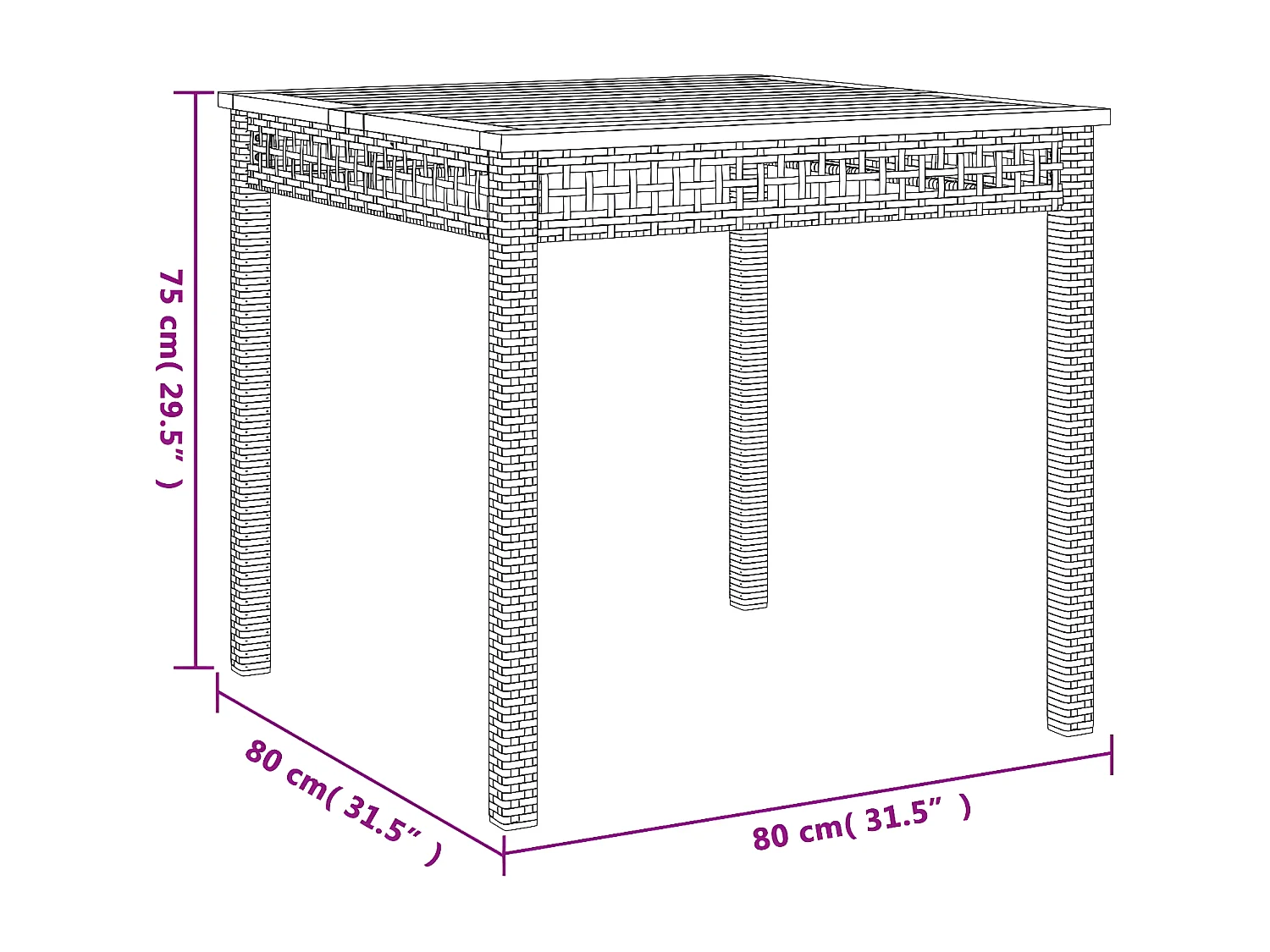 Centreville  Gartentisch Grau 80x80x75 cm Poly Rattan Akazienholz