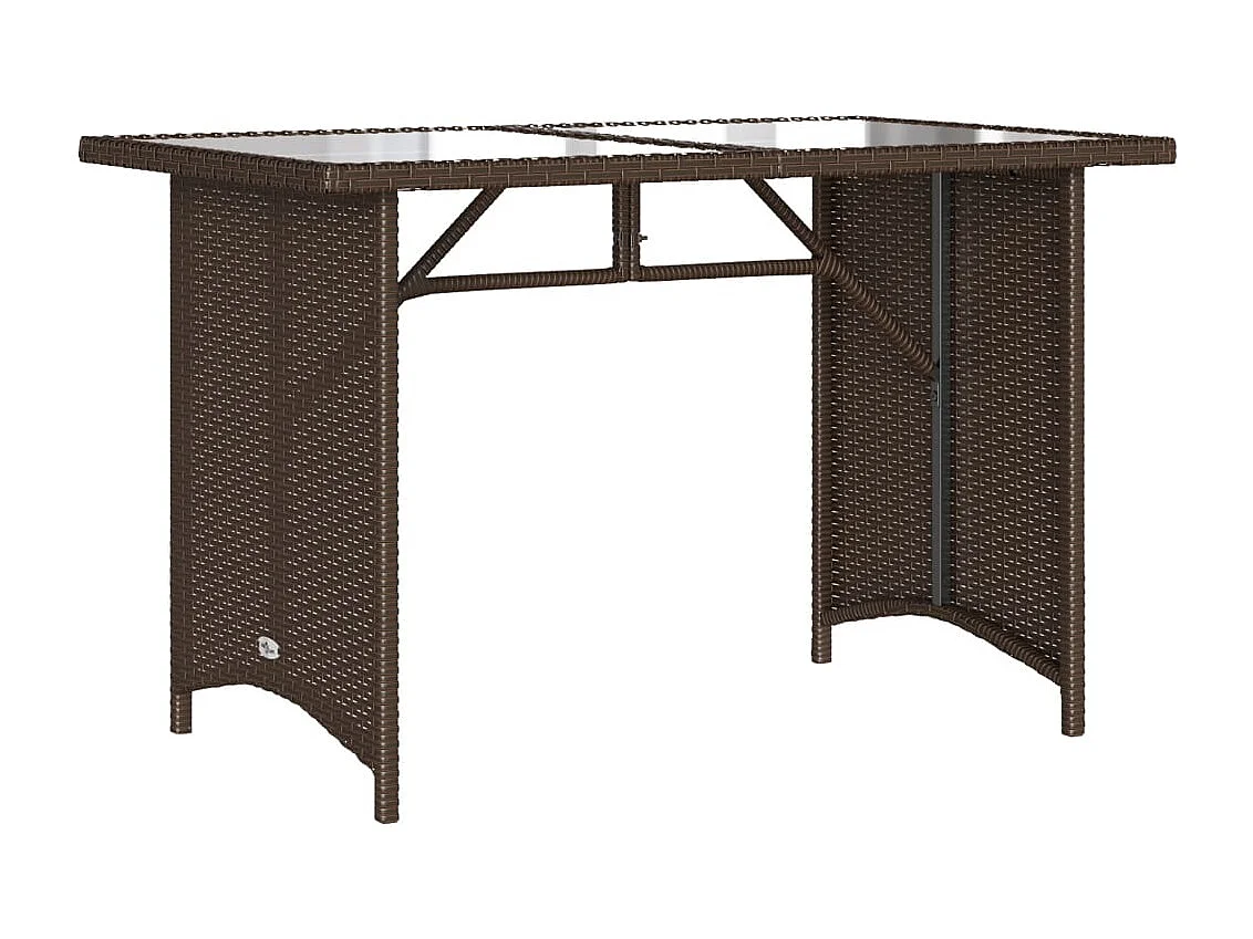 Sylvi  Tuintafel met glazen blad 110x68x70 cm poly rattan bruin
