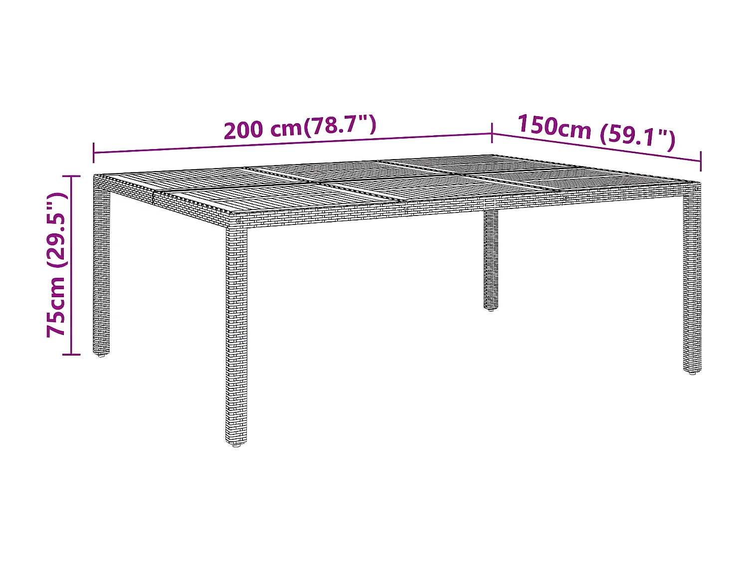 Lysni  Tuintafel 200x150x75 cm acaciahout en poly rattan grijs