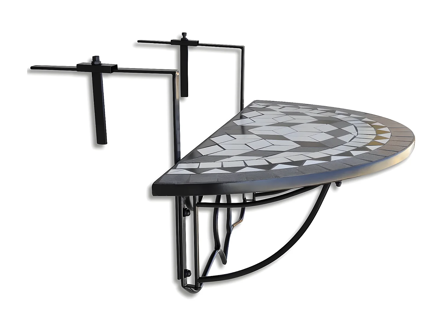 Tove Marie  Balkonhängetisch Mosaik Schwarz und Weiß