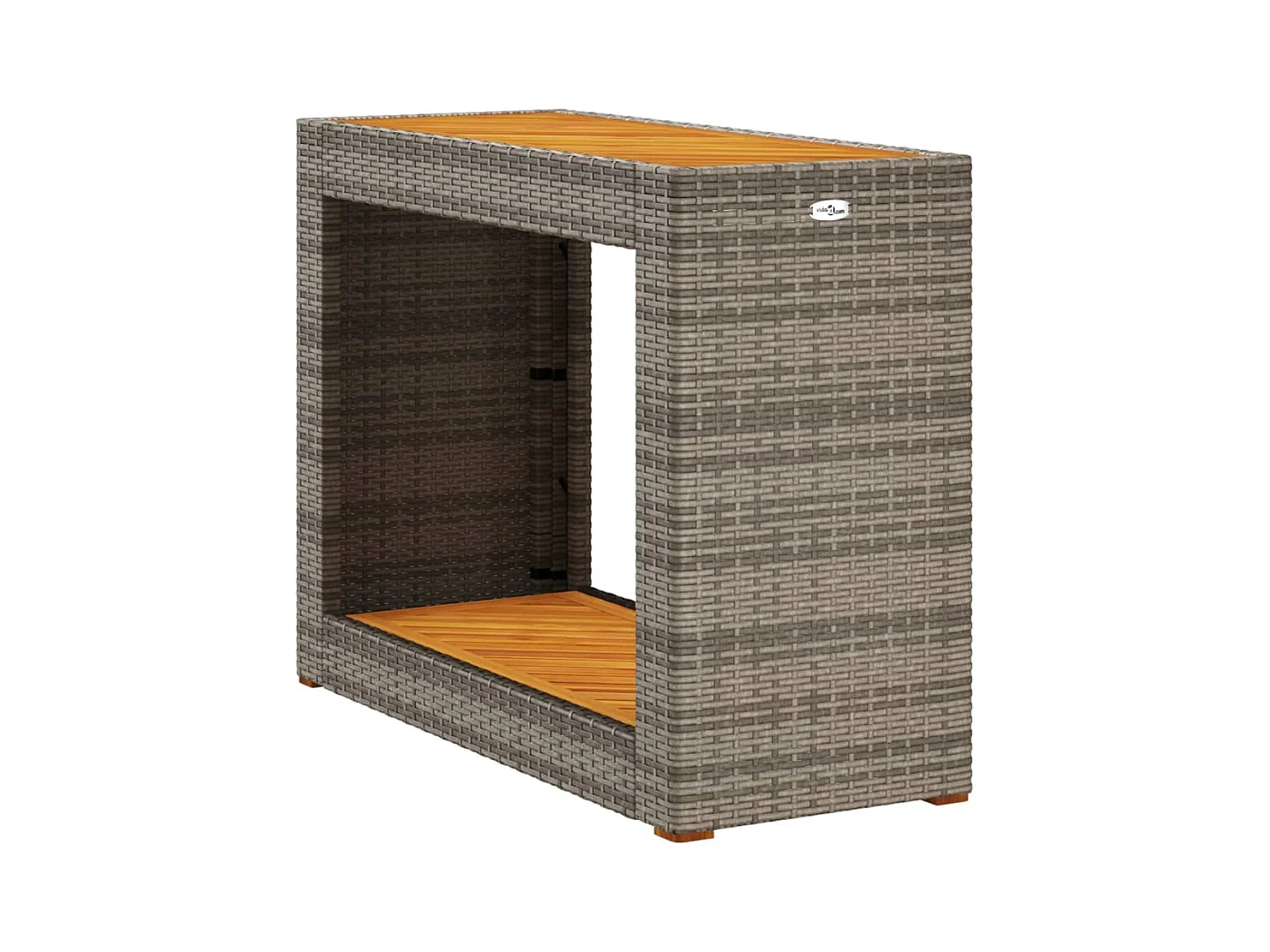 Kävlinge  Tuinbijzettafel met houten blad 100x40x75 cm poly rattan grijs