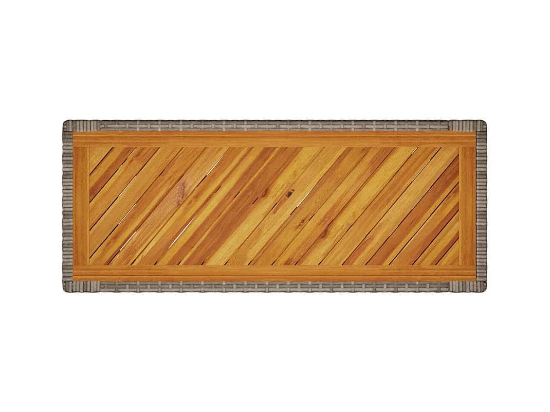 Kävlinge  Tuinbijzettafel met houten blad 100x40x75 cm poly rattan grijs