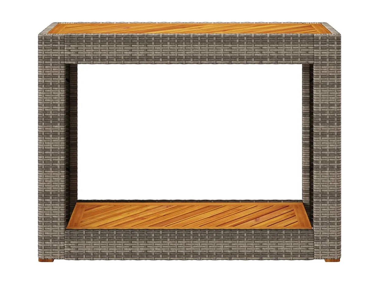 Kävlinge  Tuinbijzettafel met houten blad 100x40x75 cm poly rattan grijs