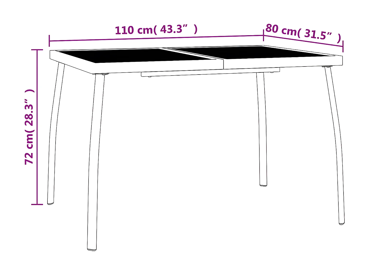 Ikast  Table de jardin anthracite 110x80x72 cm Treillis d'acier
