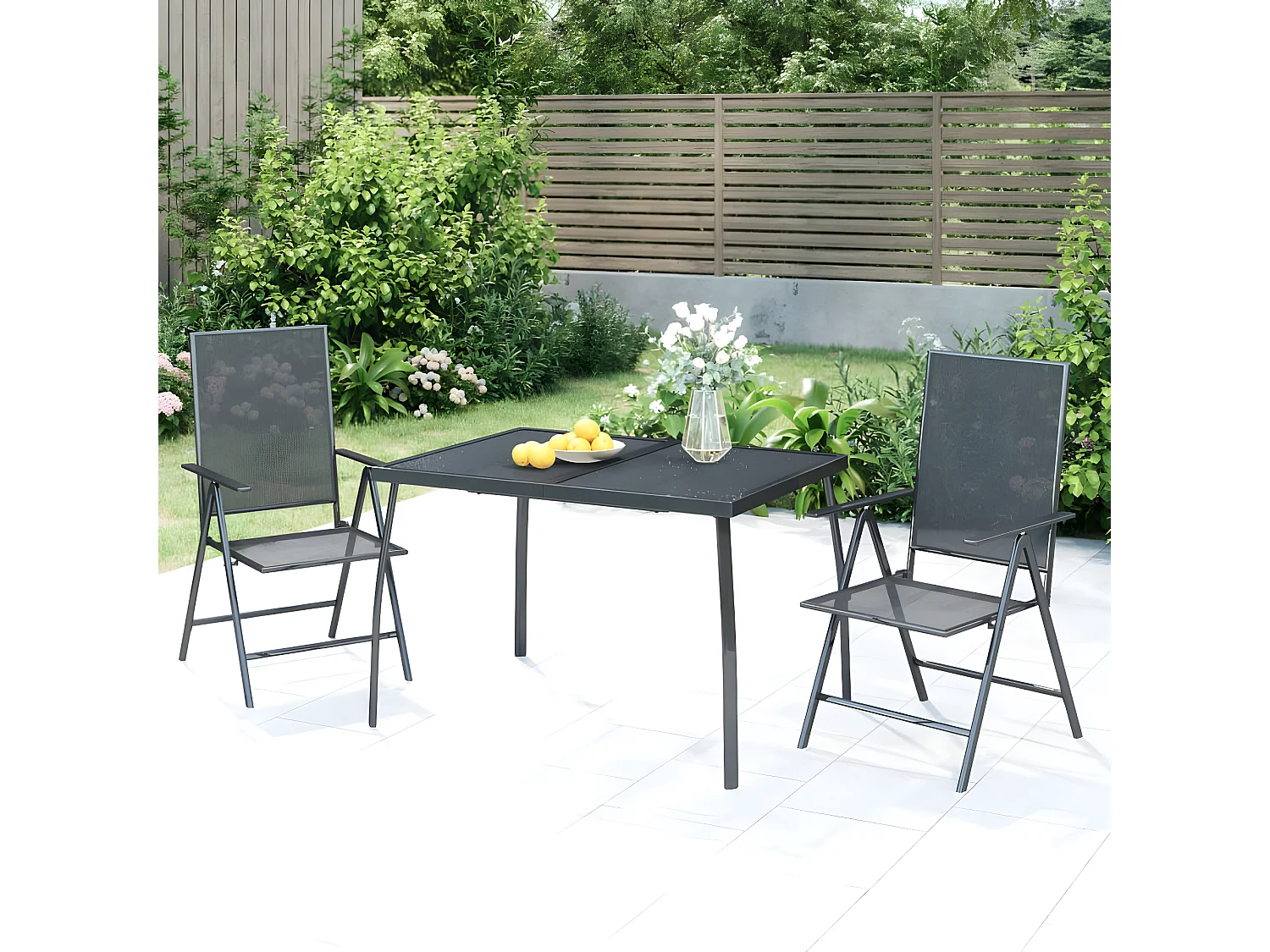 Ikast  Gartentisch Anthrazit 110x80x72 cm Stahlgitter