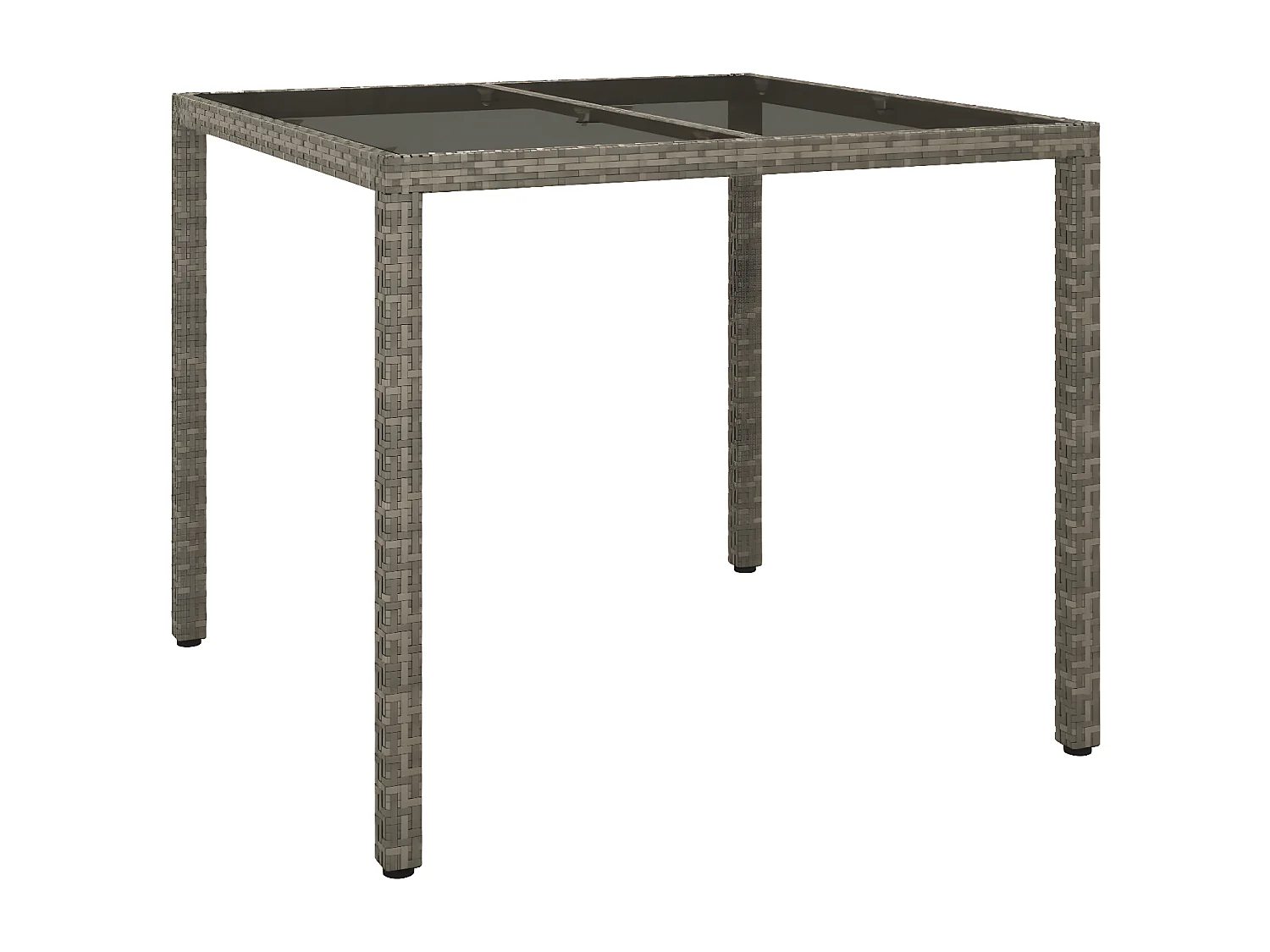 Harko  Tavolo Giardino 90x90x75 cm Vetro Temperato e Polyrattan Grigio