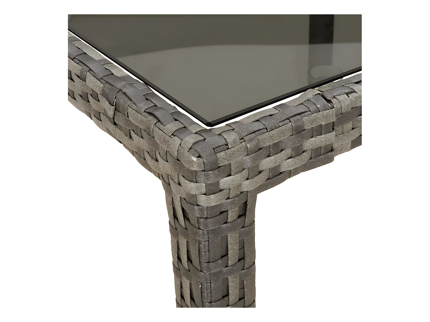 Harko  Table de jardin 90x90x75 cm Verre trempé et résine tressée Gris